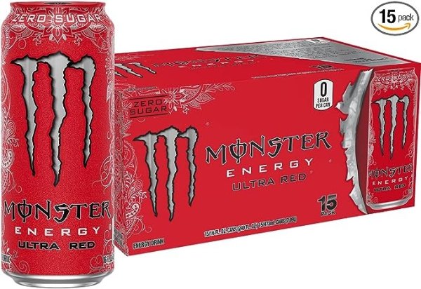 Ultra Red, Sugar Free Energy Drink, 16 Ounce (Pack of 15)