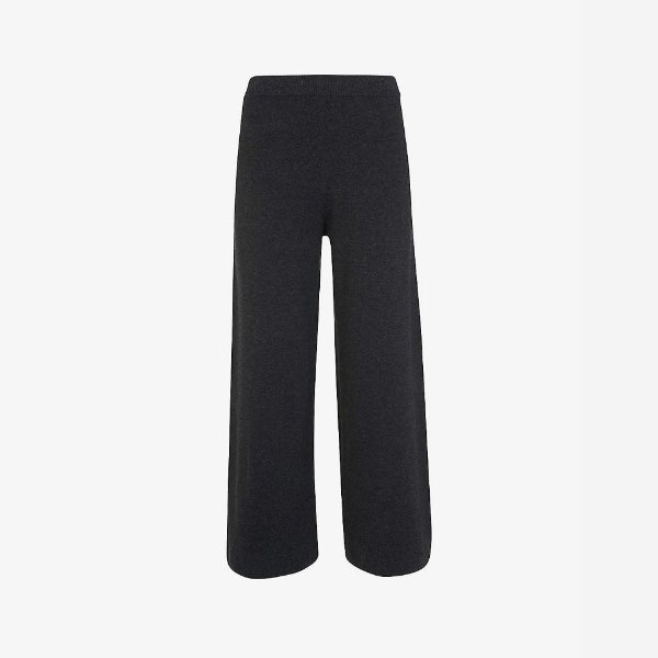 Knitted wide-leg woven trousers