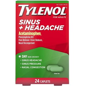 Tylenol Sinus + Headache Non-Drowsy Daytime Caplets with Acetaminophen & Phenylephrine HCl, 24 ct