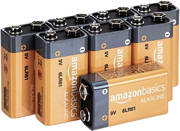 9 Volt Everyday Alkaline Batteries - Pack of 8 (Appearance may vary)