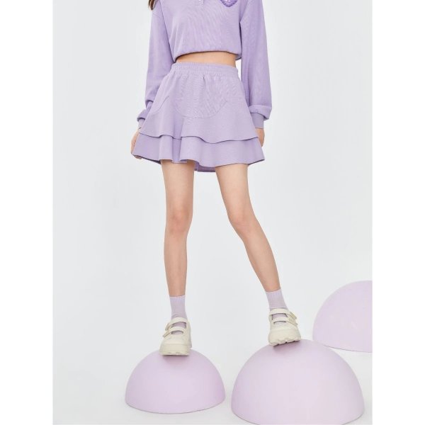 Purple Double Layer A-Line Skirts