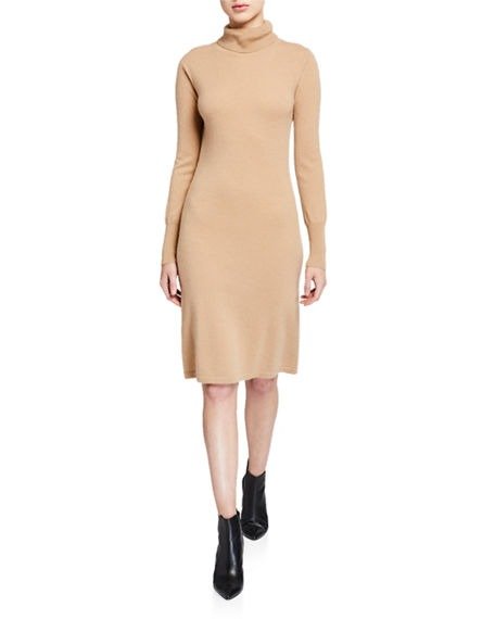 Cashmere Long-Sleeve Turtleneck Dress