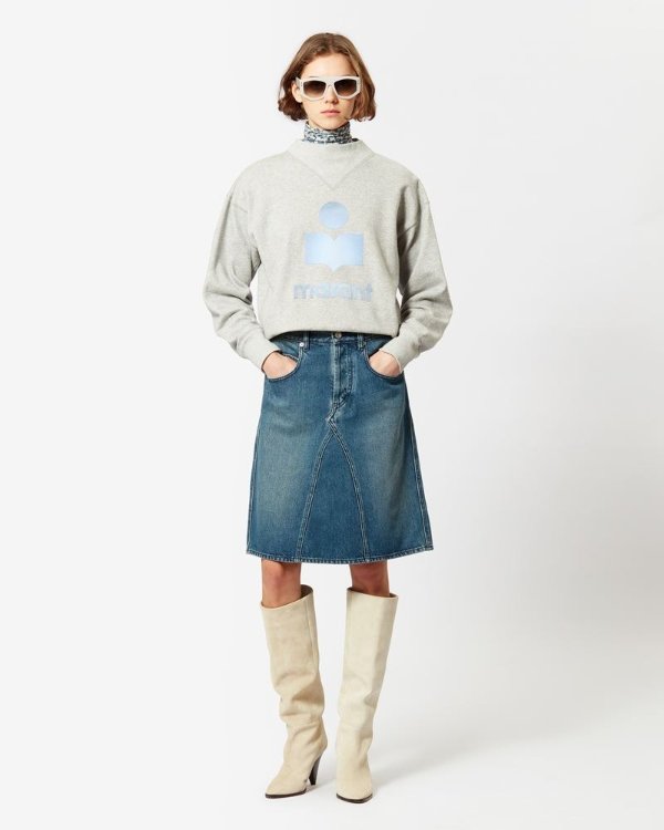 Women's Fiali Denim Midi Skirt In Blue | Isabel Marant US