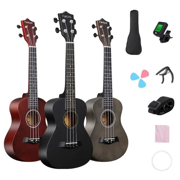 21 23 Inch Basswood Ukulele With Accessories Children Girls Boys Small Guitar Entry Level Adult 21 23 Inch Ukulele Include Bag Tuner Pick Capo Strap Strings And Wiping Cloth | Don't Miss These Great Deals | Temu