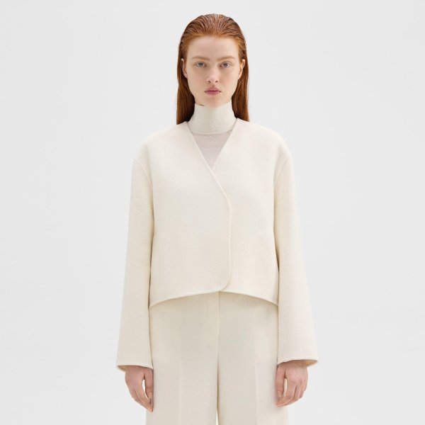 Rounded Crop Jacket in Double-Face Wool-Cashmere