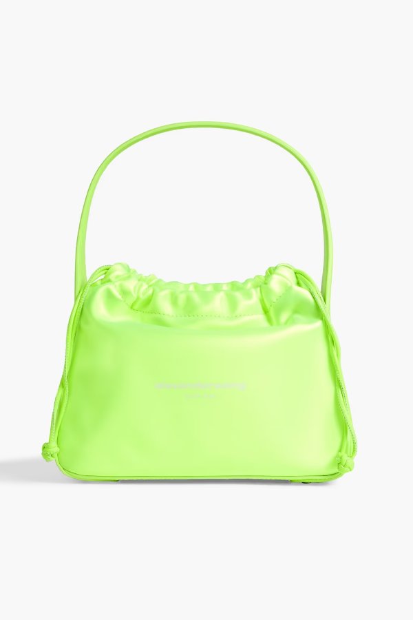 Ryan leather-trimmed neon satin shoulder bag