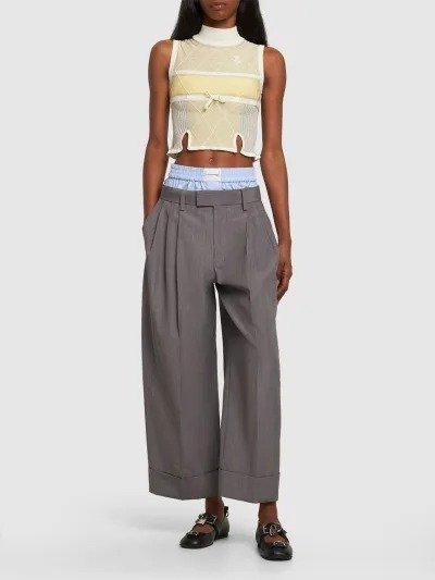 Tailored wool pants w/exposed boxer