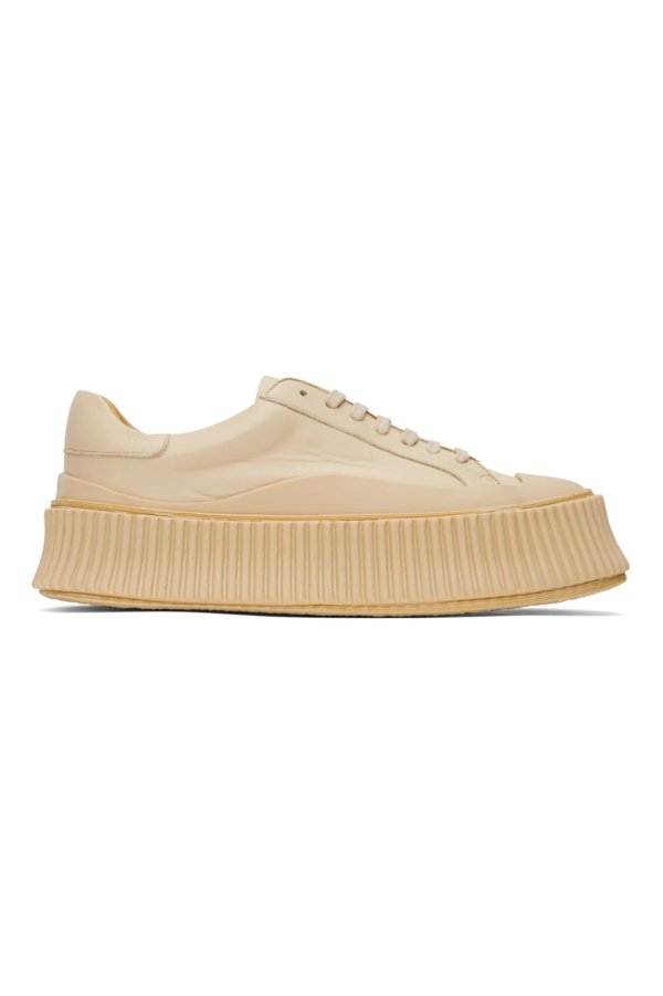 Beige Leather厚底饼干鞋