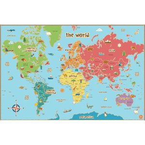 Dry Erase Kids World Map Wall Decal