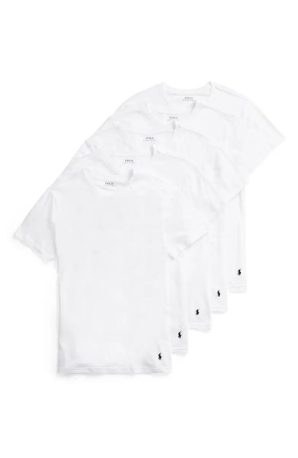 5-Pack Slim Fit Logo Embroidered Crewneck Undershirts