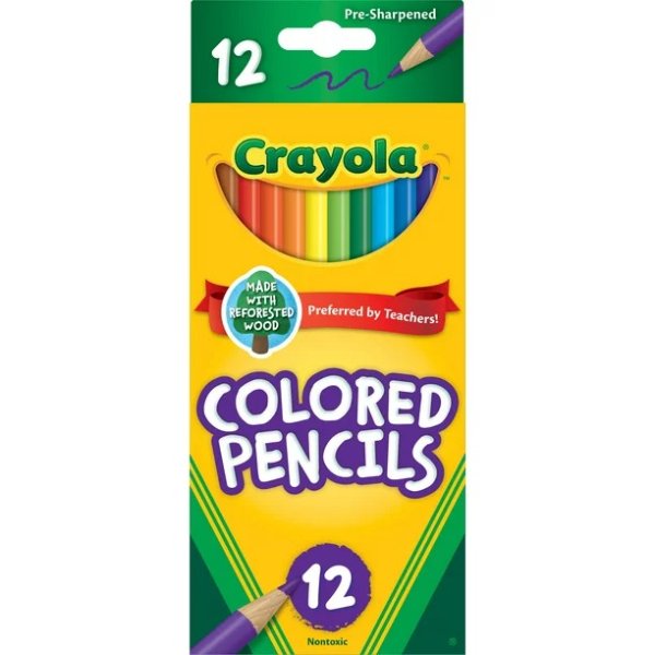 Colored Pencil Set, Assorted Colors, 12 Count, School Supplies, Beginner Child