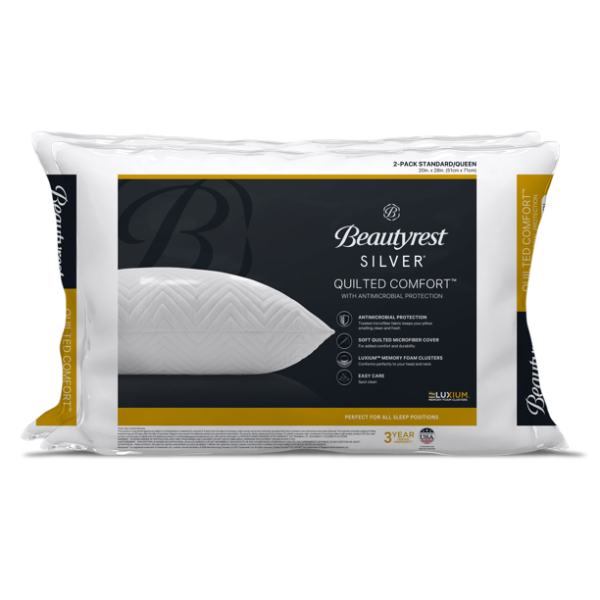 Beautyrest Silver® Quilted Comfort™ Memory Foam Bed Pillows, Standard/Queen (2 Count)