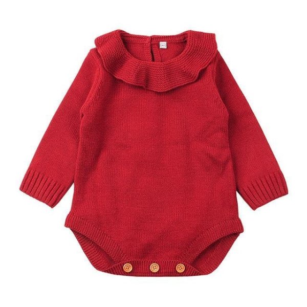 Red Scout Collared Knit Romper