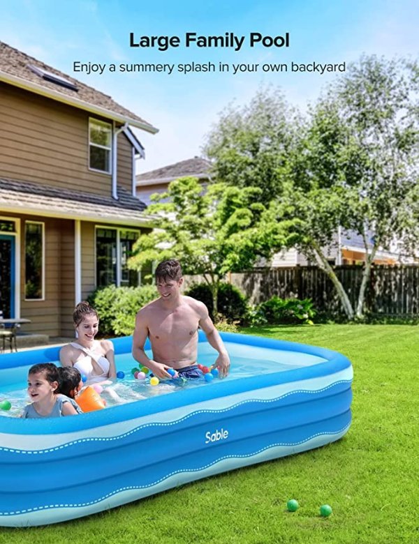 大型家庭用充气泳池 118“ X 72” X 22“