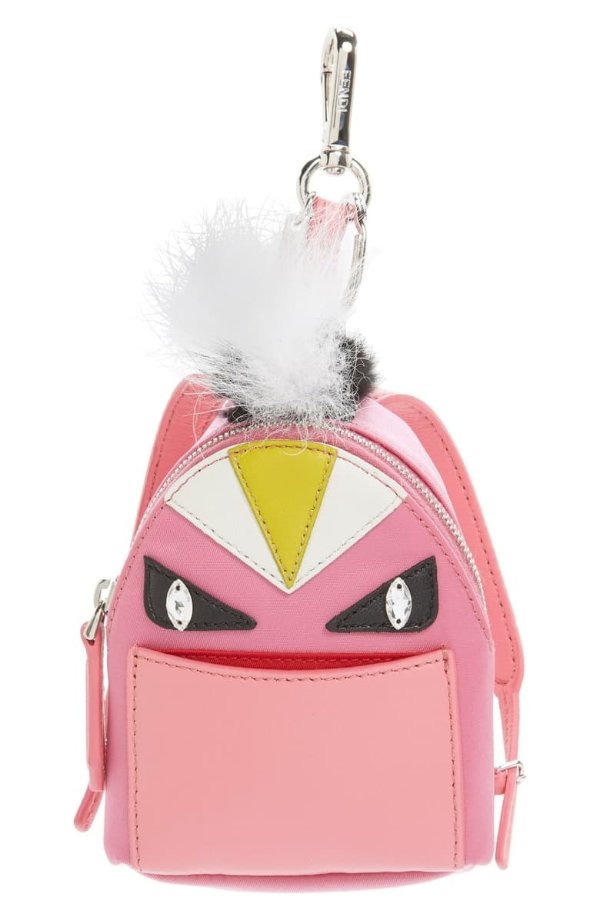 'Monster' Genuine Fox & Nutria Fur Trim Backpack Bag Charm