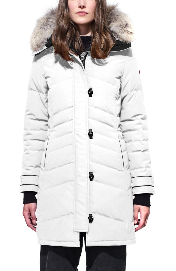 Lorette Hooded Down Parka with Genuine Coyote Fur Trim