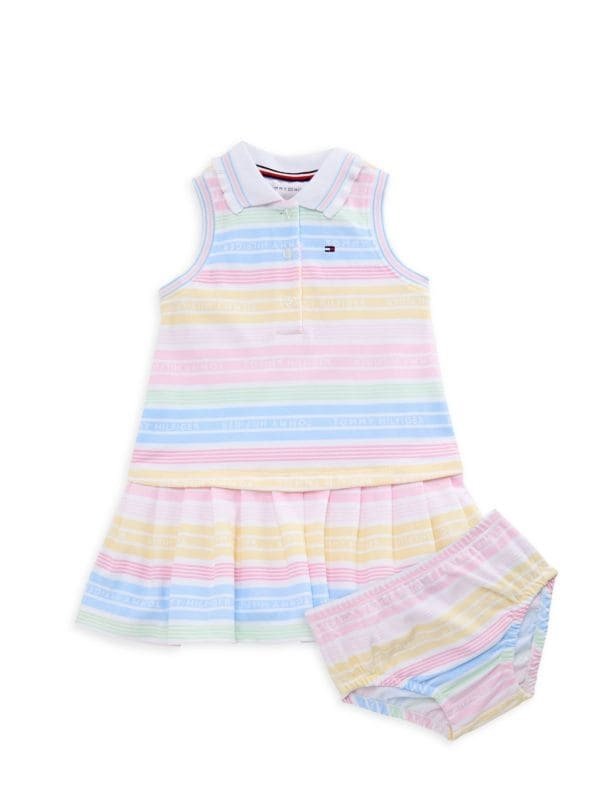 Little Girl's 2-Piece Striped Dress & Bloomer Set