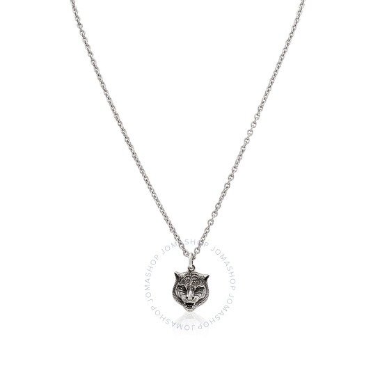 Men's necklace in silver with feline head