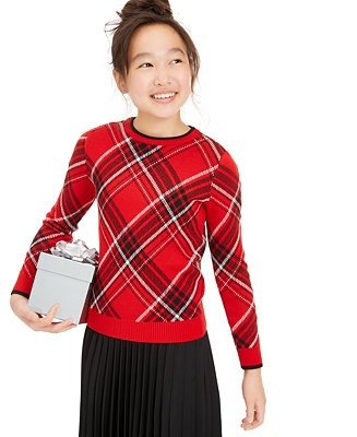 Big Girls Plaid Family Sweater, Created For Macy's