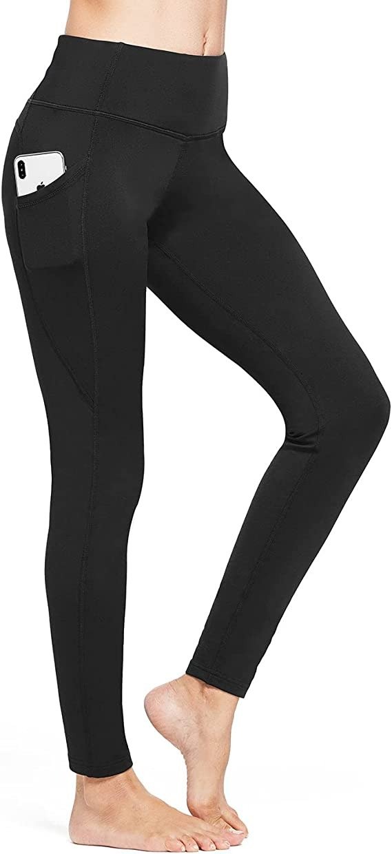 Women's Fleece Lined Winter Leggings High Waisted Thermal Warm Yoga Pants with Pockets