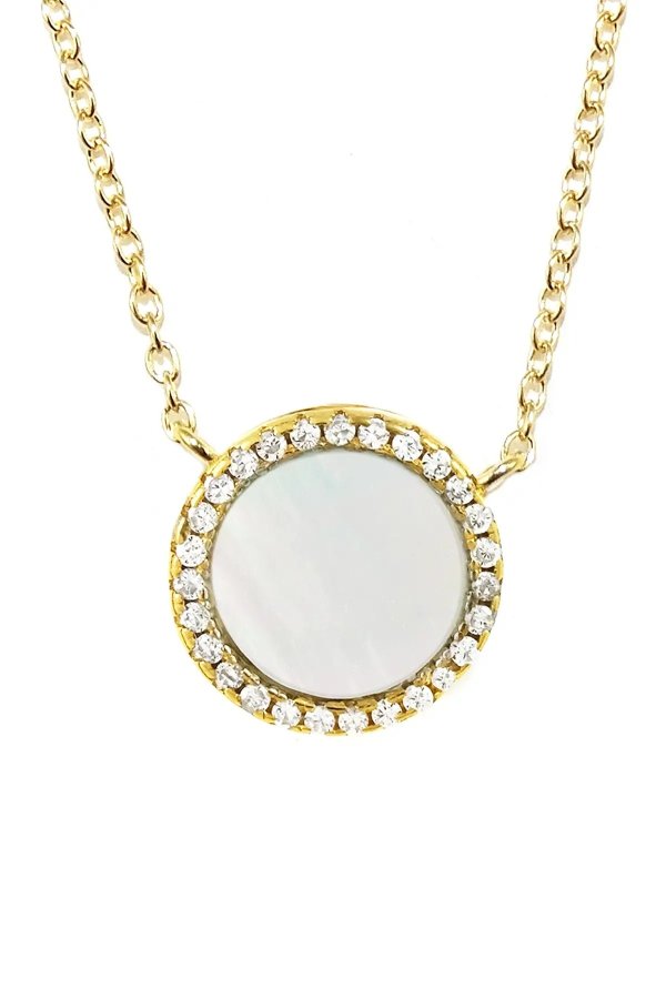 18K Gold Plated Mother of Pearl Halo Necklace