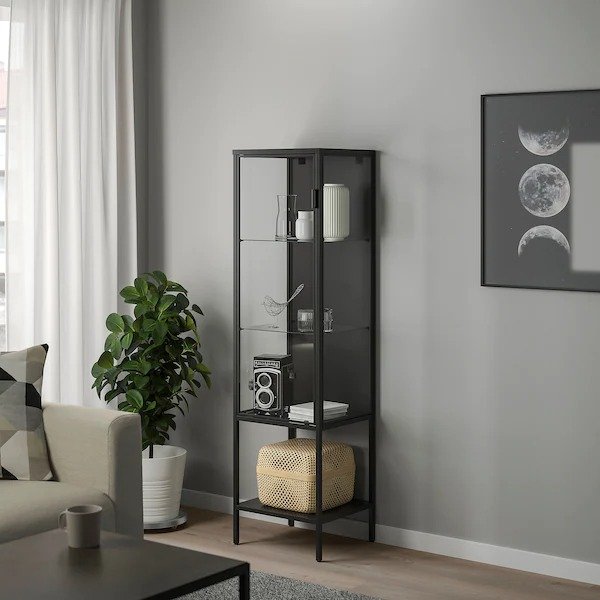 RUDSTA Glass-door cabinet, anthracite, 161/2x145/8x61" - IKEA