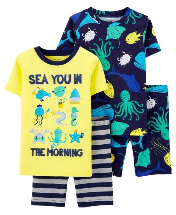 Baby Boys Sea Cotton Pajamas, 4 Pieces