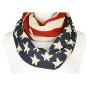 American Flag Stripes and Stars Knitted Infinity Scarf