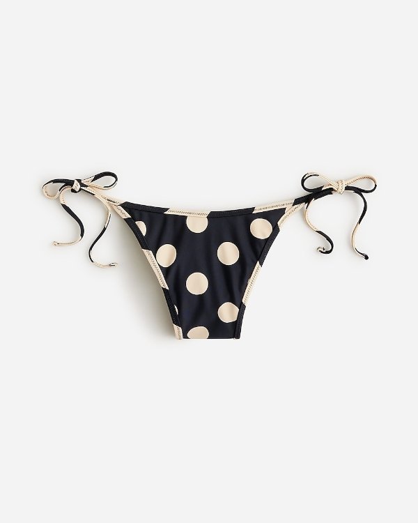 String hipster bikini bottom in reversible dot-stripe print