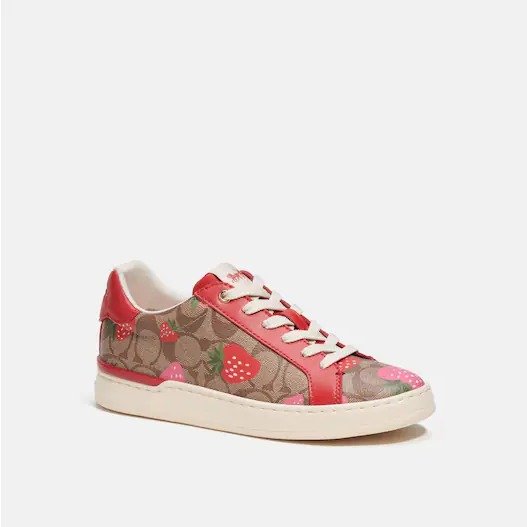 Clip Low Top Sneaker In Signature Canvas With Wild Strawberry Print