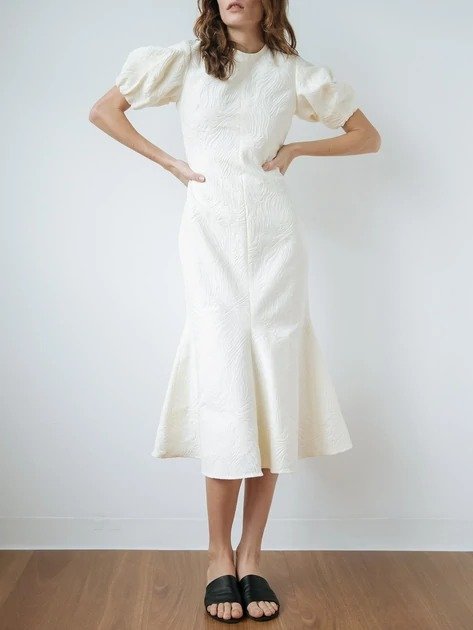 Faye Jacquard Dress In Cream