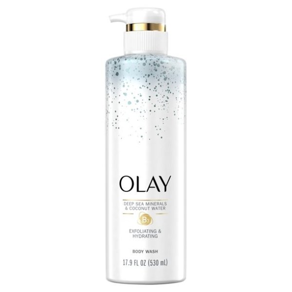 Olay Exfoliating & Hydrating Body Wash with Deep Sea Minerals, Coconut Water, and Vitamin B3 17.9 fl Oz.