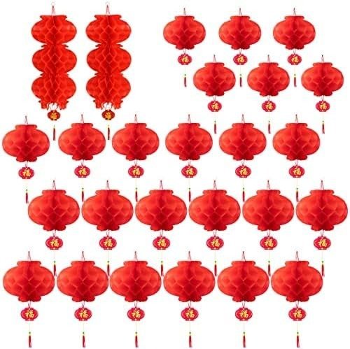 30 Pieces Chinese Round Hanging Red Paper Lanterns Decorations