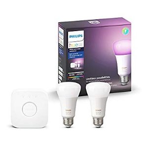 Philips Hue White and Color Ambiance A19 60W Equivalent LED Smart Light Bulb Starter Kit