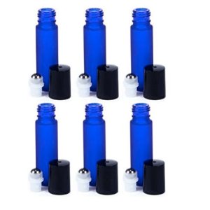 Glass Roll on Bottles Xpassion 10ml Aromatherapy Essential Oil Roller Bottles with Metal Ball & Brushed Cap Set of 6