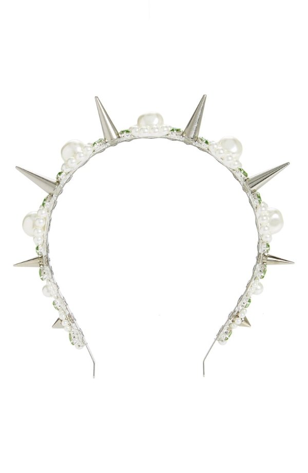 Spike Imitation Pearl & Crystal Headband