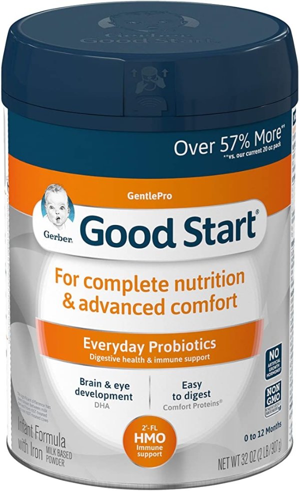 Good Start Gentle (HMO) Non-GMO Powder Infant Formula, Stage 1, 32 Ounce (Pack of 1)