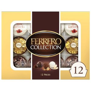 Ferrero RocherFine Hazelnut Milk Chocolates, 12 Count, Assorted Coconut Candy and Chocolate Gift Box, 4.6 oz