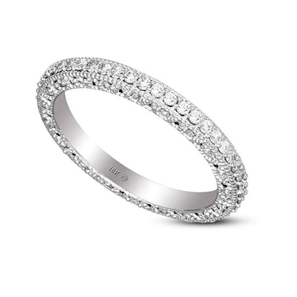 Lab Grown IGI Certified 1/2 cttw to 1 1/5 carat Eternity Engagement Diamond Band Ring For Women 10K & 14K Lab Created White Gold Diamond Rings