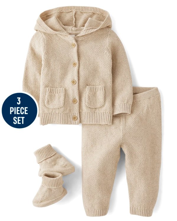 Unisex Baby Sweater Cardigan 3-Piece Outfit Set - Homegrown by Gymboree - h/t straw