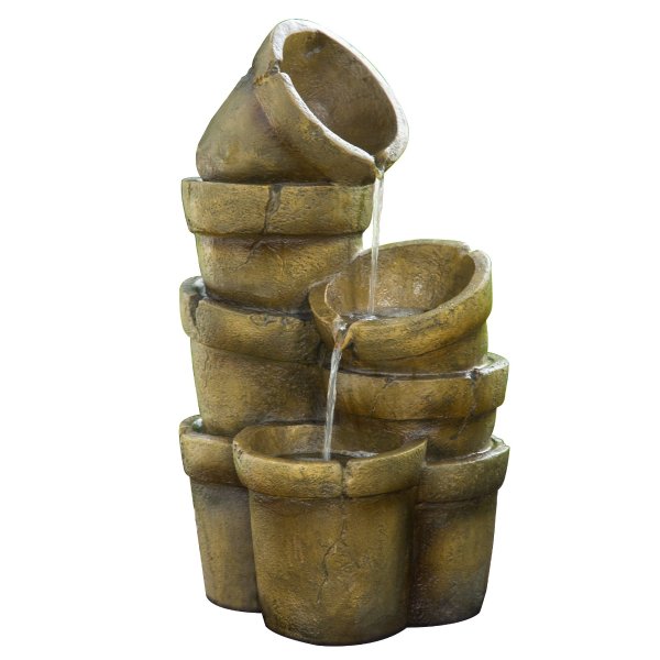 Outdoor Stacked Pots Waterfall Fountain
