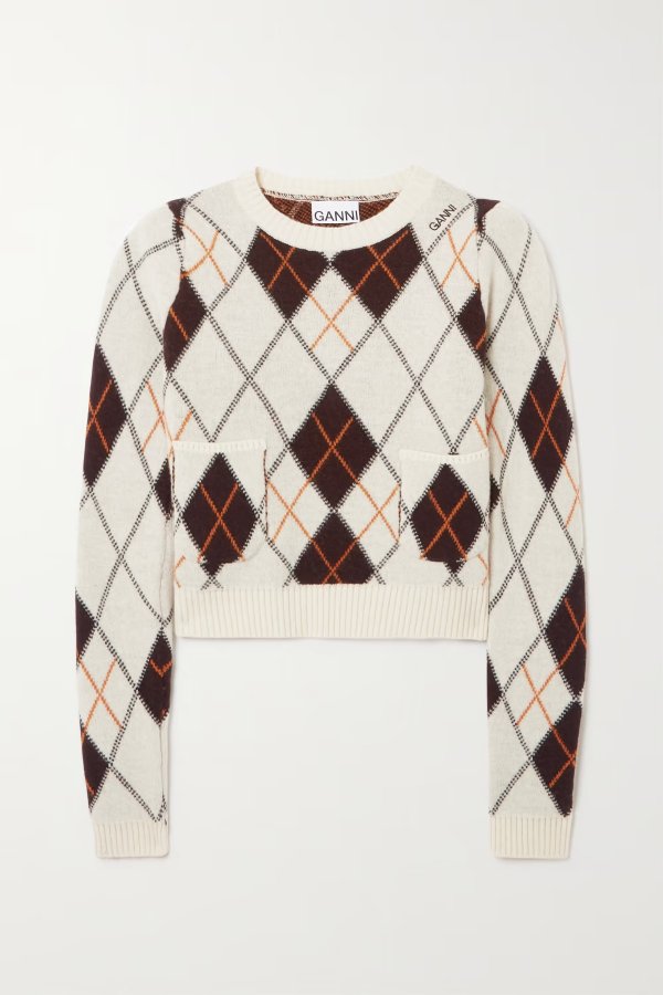 Argyle merino wool and cashmere-blend sweater