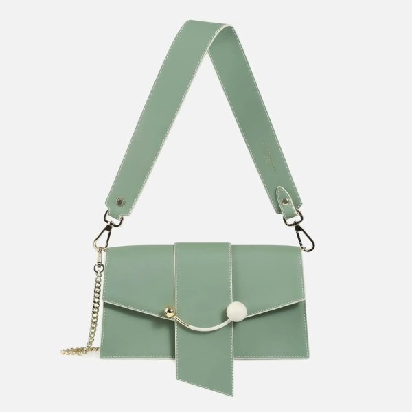 Women's Mini Bag Crescent Bag - Edge - Sage - Vanilla Stitch/Edge