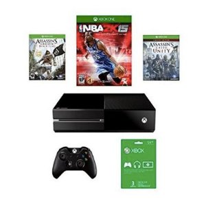 Xbox One 《刺客信条》套装 + 微软Xbox Live 3个月金卡会员+ 《NBA 2K15》篮球游戏