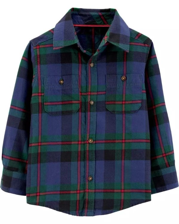 Plaid Twill Button-Front ShirtPlaid Twill Button-Front Shirt