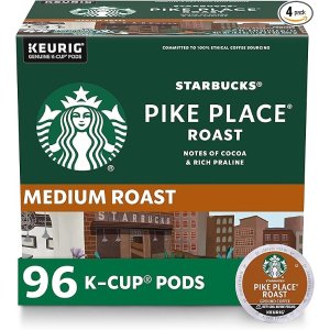 StarbucksPike Place Roast Medium Roast Coffee for Keurig Brewers (96 pods)