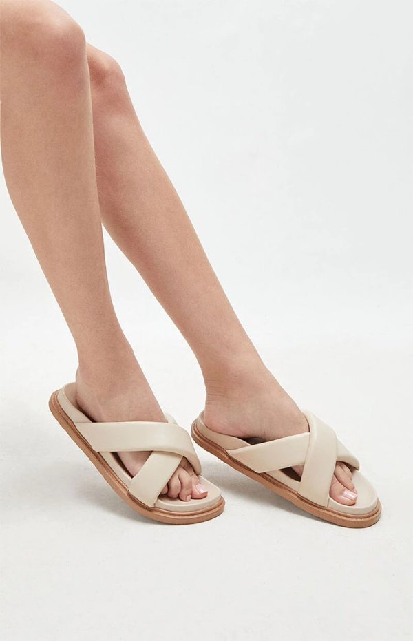 Women's Crisscross Faux Leather Slide Sandals |
