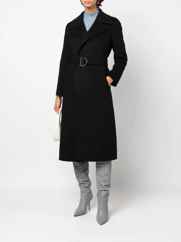belted-waist single-breasted coat