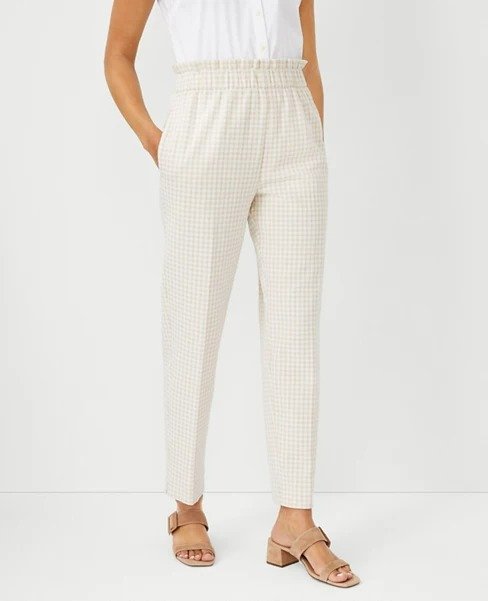 The Gingham Pull On Tapered Pant | Ann Taylor