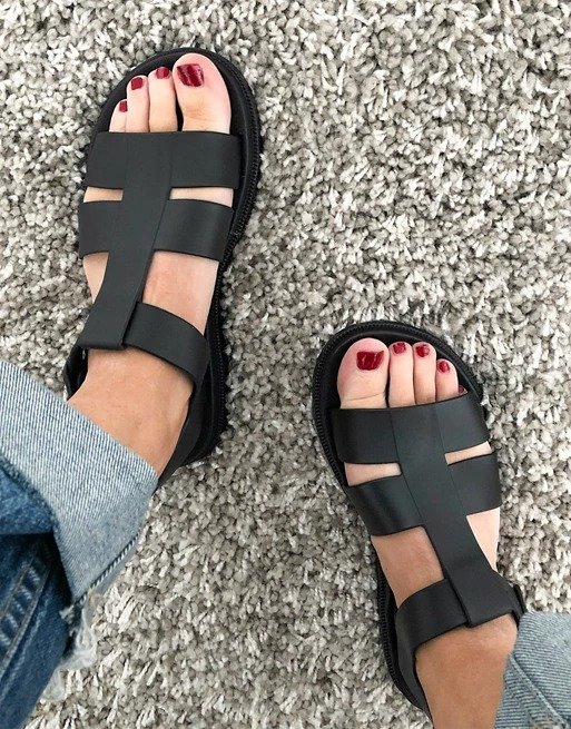 chunky jelly sandals in black | ASOS